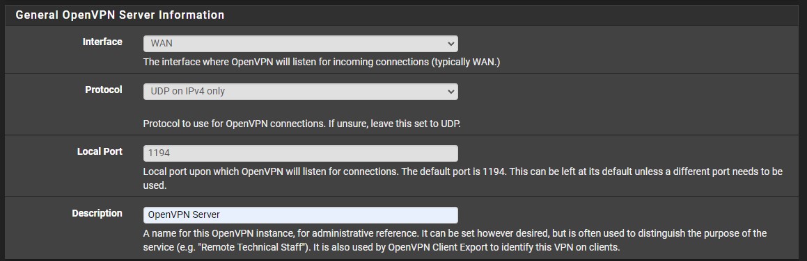 confiruging the interface for openvpn