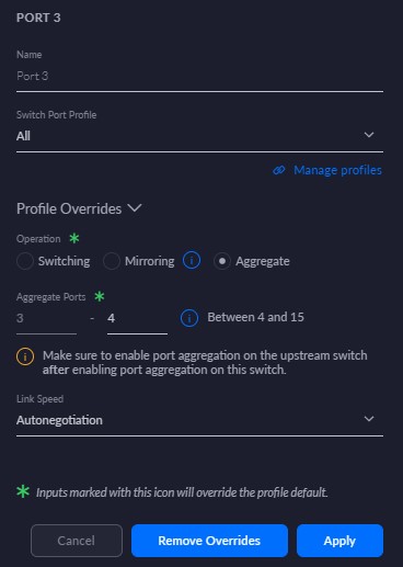 configuring the switch to use link aggregation