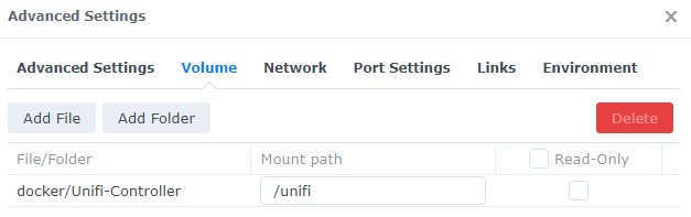 mapping the volumes in docker for the unifi controller