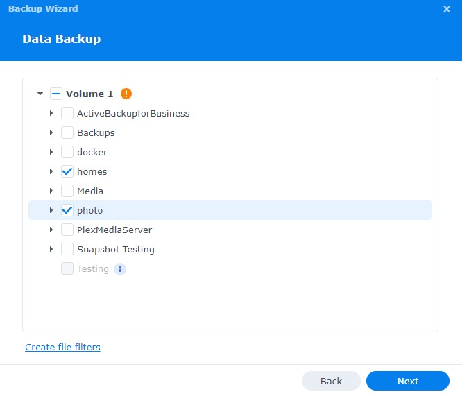 data that can be backed up in hyper backup