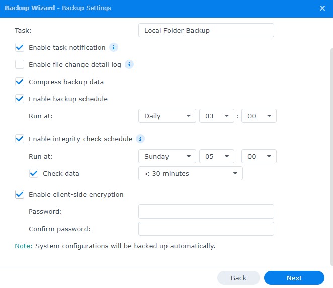 schedule for hyper backup task