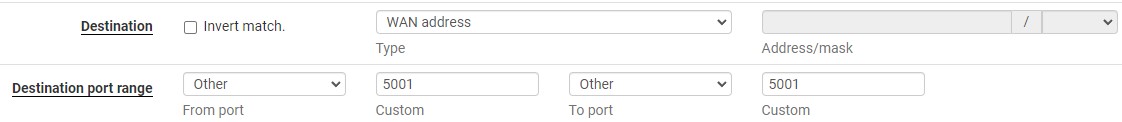 which ports to forward and the destination address