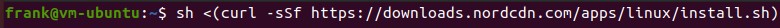 how to set up nordvpn on ubuntu - running the script to install nordvpn