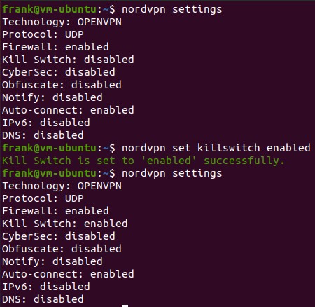 How to Set Up NordVPN on Ubuntu 7 configuring the nordvpn kill switch