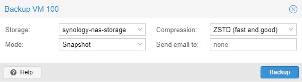 setting the backup settings in proxmox