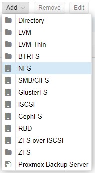 adding nfs storage in proxmox
