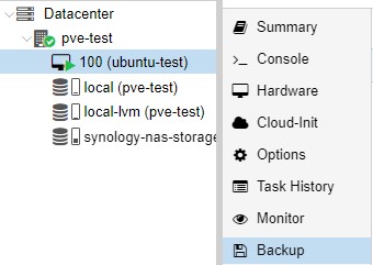 backing up a vm to a synology nas