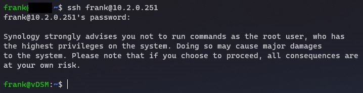 ssh into a synology nas