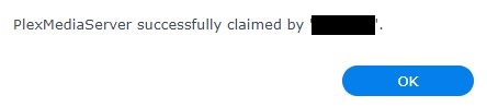 plex successfully claimed message