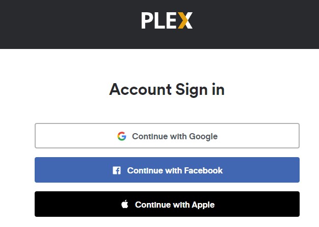 signing in with an account into plex