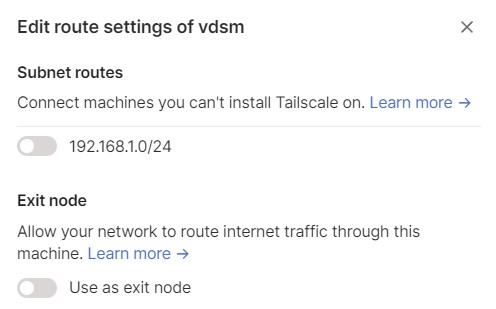 setting an exit node and route settings