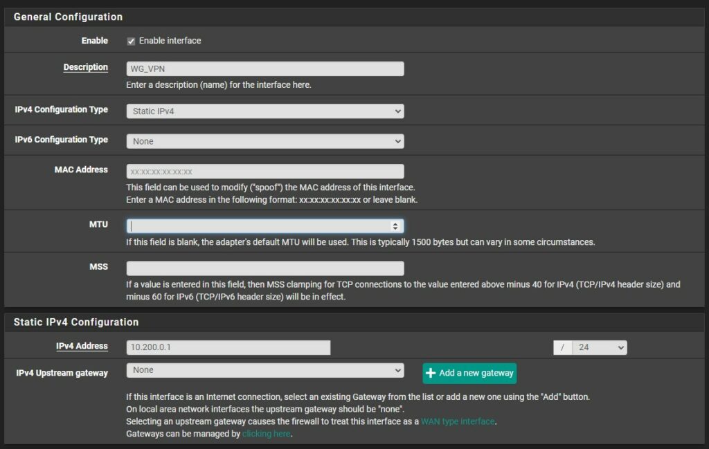 How to Set Up WireGuard on pfSense 8 setting the static ip address and the correct MTU value to 1420