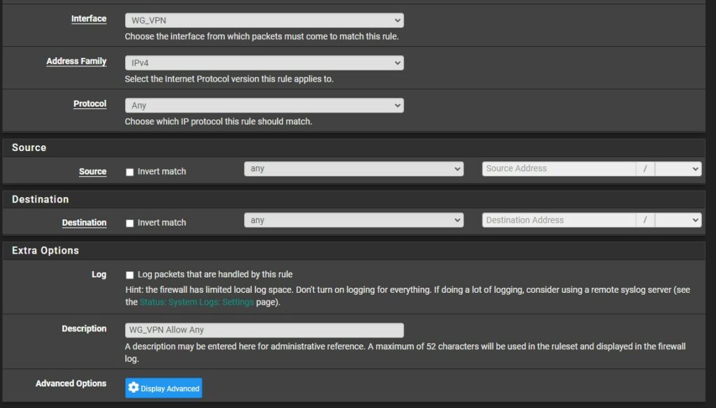 creating the firewall rule for wireguard