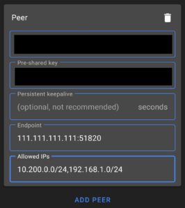 wireguard android client allowedips split-tunnel