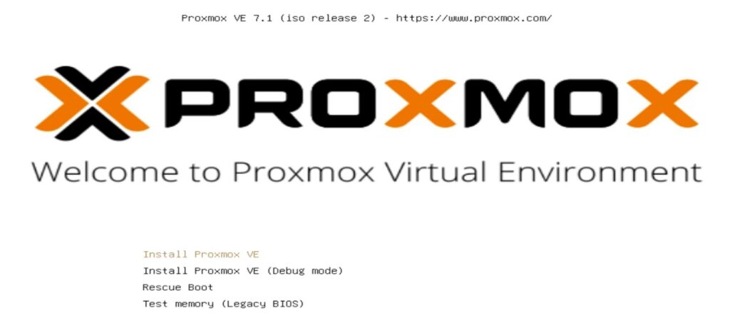 how to install proxmox - default install page.