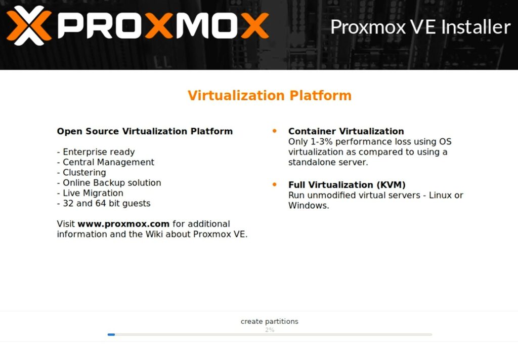 proxmox install process.