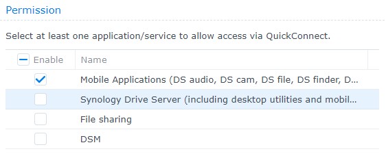 setting quickconnect permissions