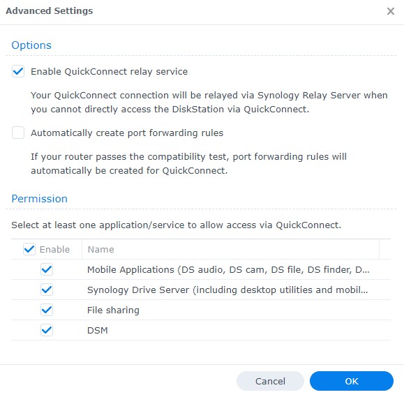 determining what can be accessed in quickconnect and ensuring that port forwarding rules aren't automatically created