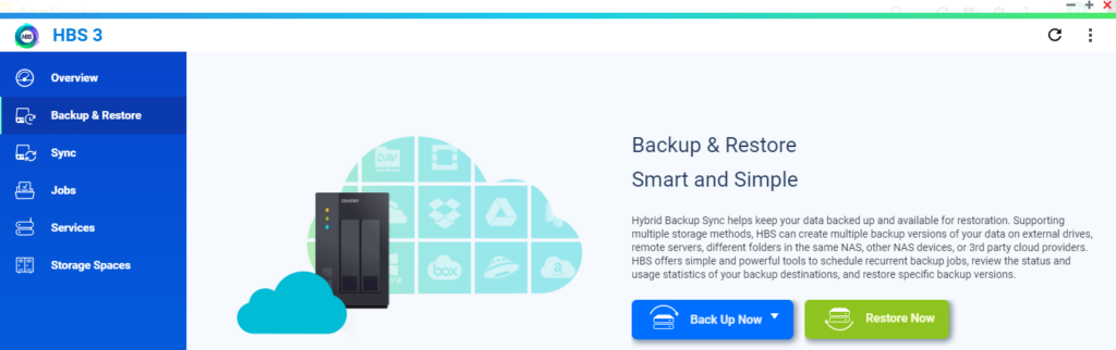 hbs 3 application for qnap devices which lets you back up data to a separate location.