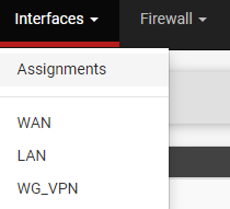 selecting assignments in interface section of pfsense.