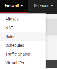 selecting firewall then rules in pfsense.