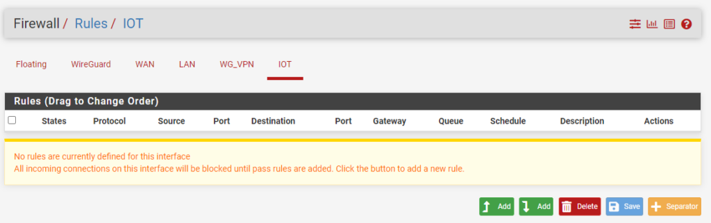 viewing the IoT section of the firewall.