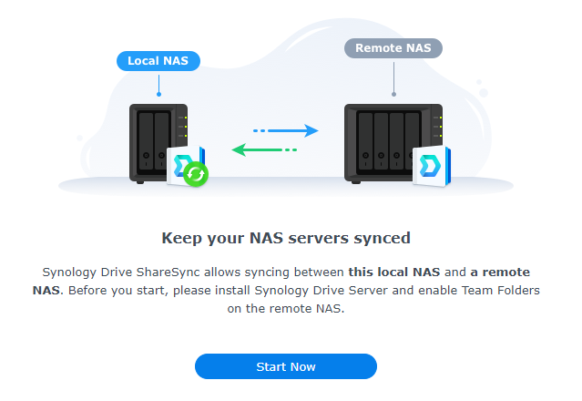 showing the main screen of synology drive sharesync.