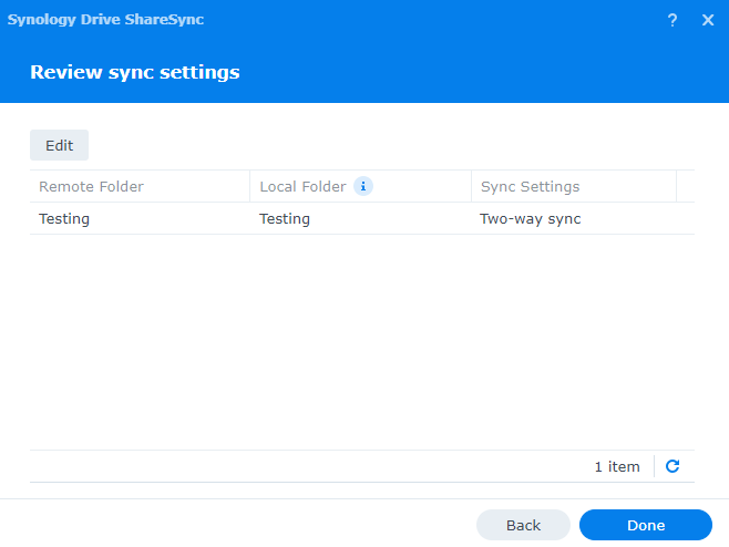 review the sync settings in synology drive.