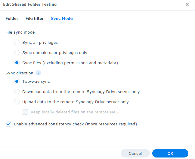 determining which sync direction to use.