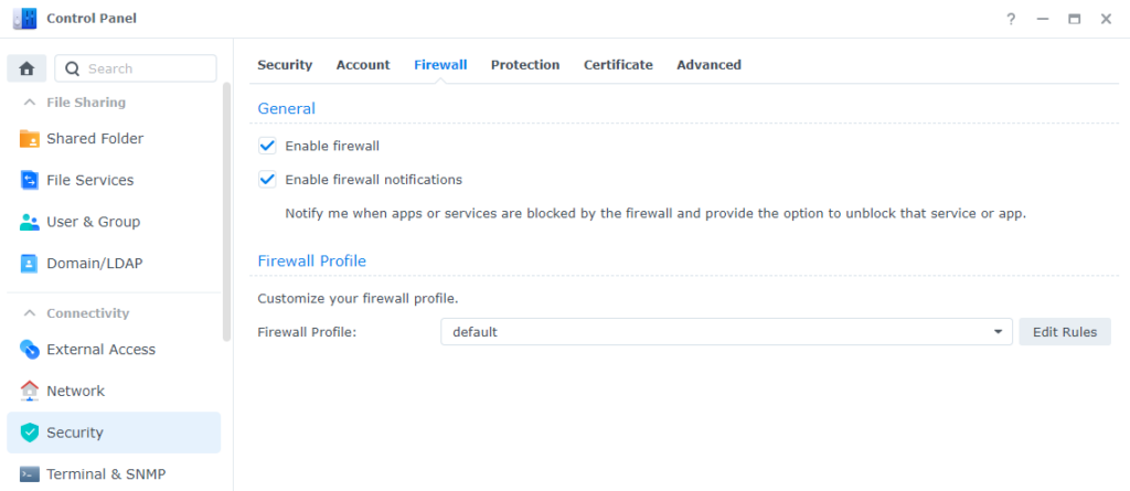 How to Set Up the Firewall on a Synology NAS - the firewall section of dsm.