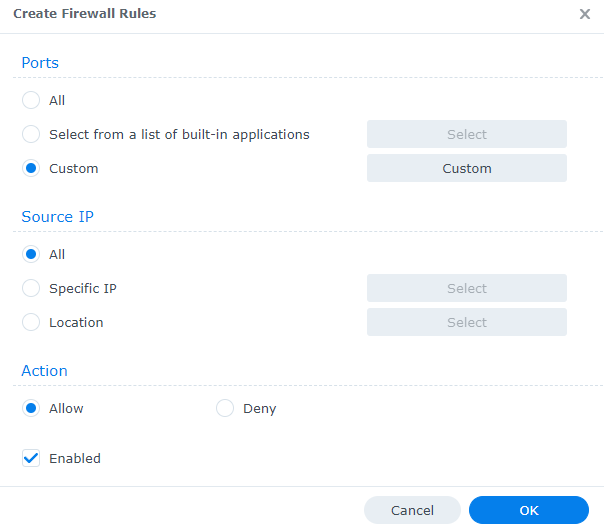 creating a firewall rule for a custom port.