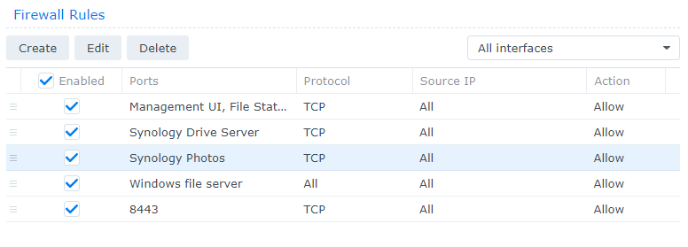 showing how the rules can be edited in the firewall.