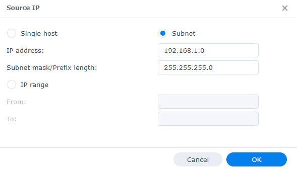 narrowing a firewall rule down to a subnet.