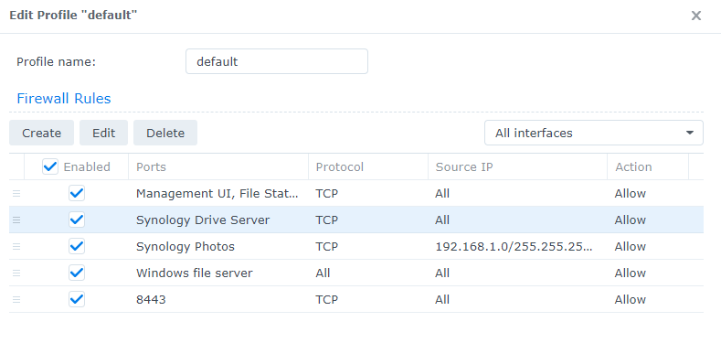 editing a firewall rule in synology dsm.