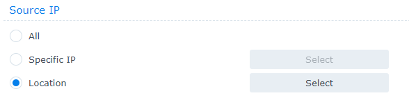 selecting a location in the firewall setup.