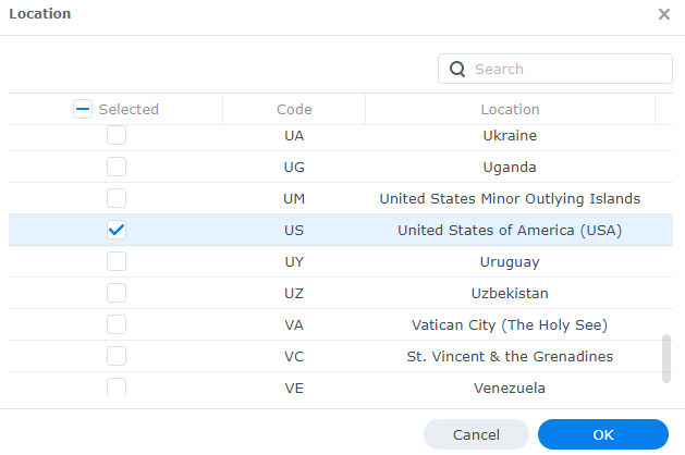 selecting the united states as a location.