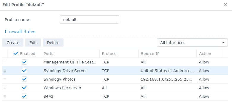showing the location in the default firewall page.