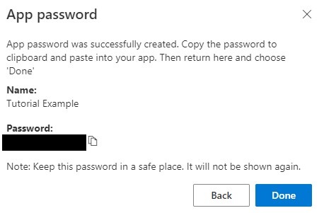 copying the app password.