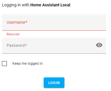 logging in with the username and password of home assistant.