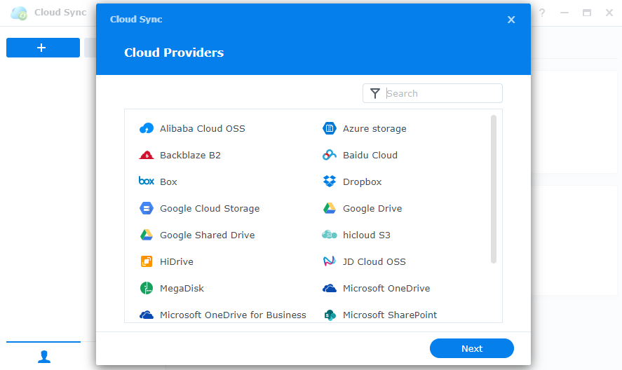synology cloud providers for cloud sync.