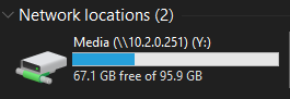 showing the connected network drive.