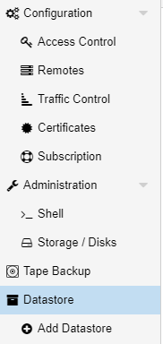 adding a datastore to proxmox.