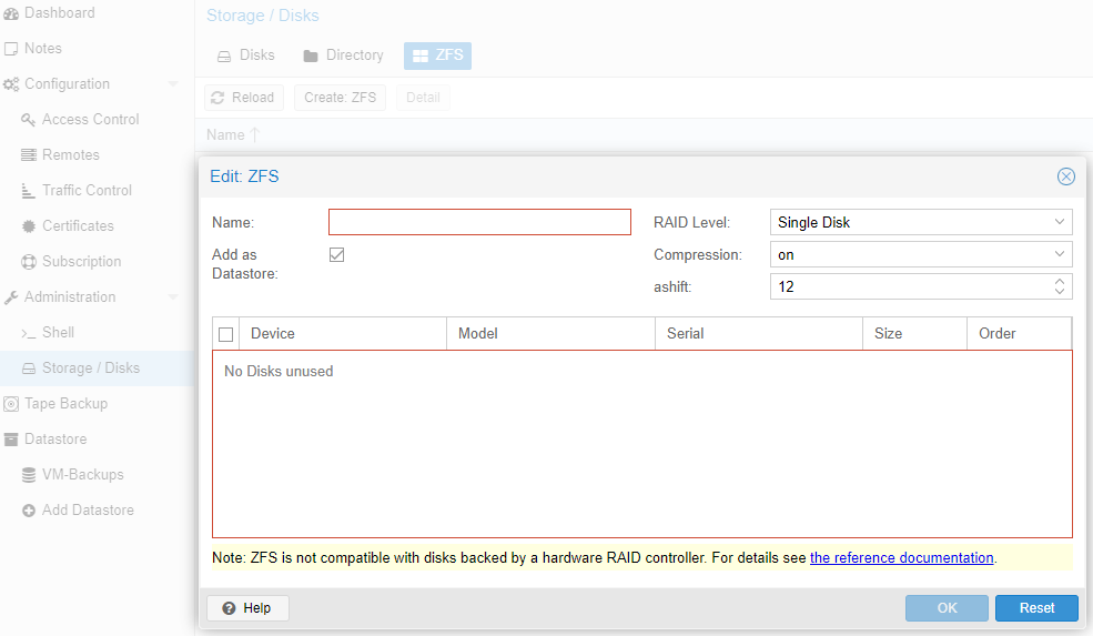 specify the disks that should be used for this datastore. 