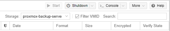 selecting the proxmox backup server storage location.