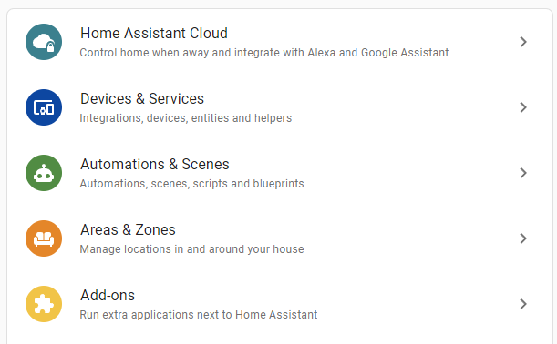 selecting add-ons in home assistant.