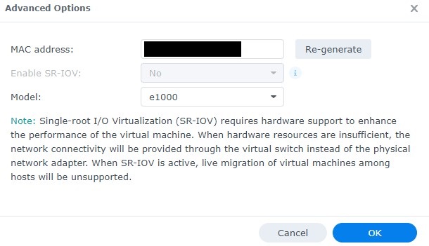 setting the network settings in virtual machine manager.