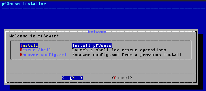 install pfsense option.