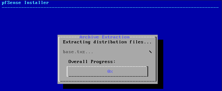 pfsense install progress.
