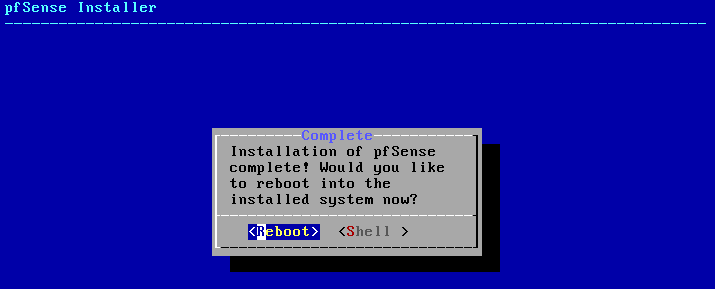 rebooting pfsense install.