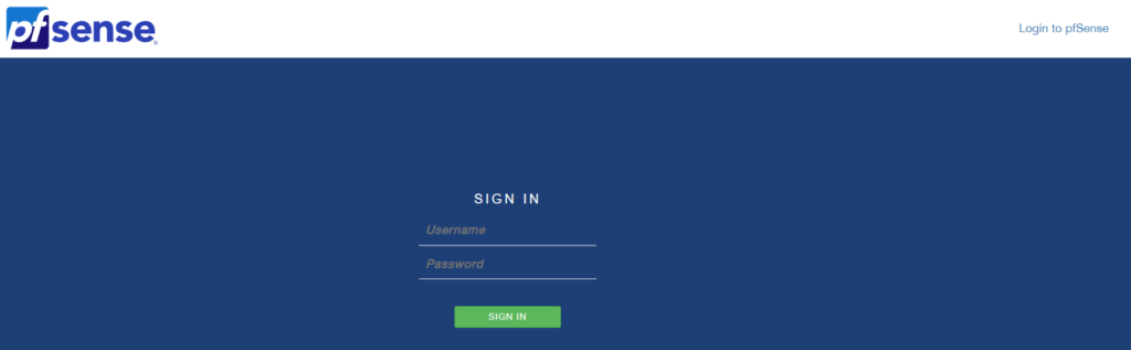 the pfsense login page.